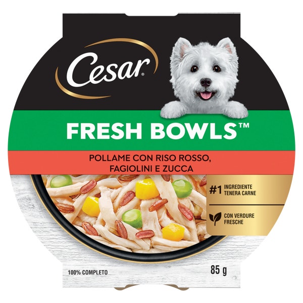 Cesar® Fresh Bowls Pollame, Riso Rosso, Fagiolini e Zucca 85gr image 1