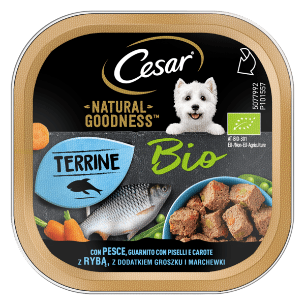 Cesar® Natural Goodness Bio con Pesce, Piselli e Carote 100g image 1