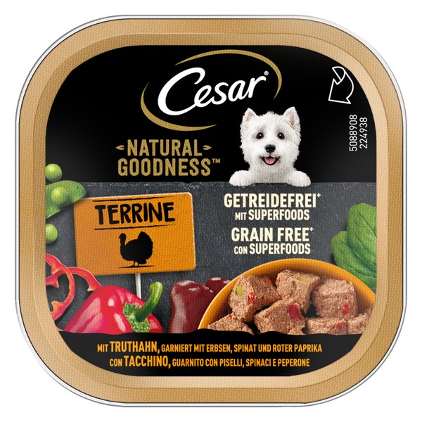 Cesar® Natural Goodness Terrine con Tacchino, Piselli, Spinaci e Peperone 100g image 1
