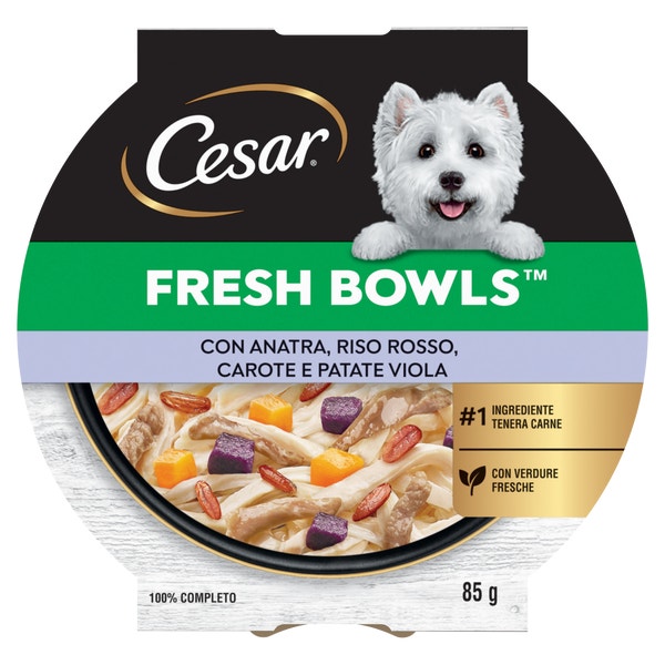 Cesar® Fresh Bowls Anatra, Riso Rosso, Carote e Patate Viola 85gr image 1