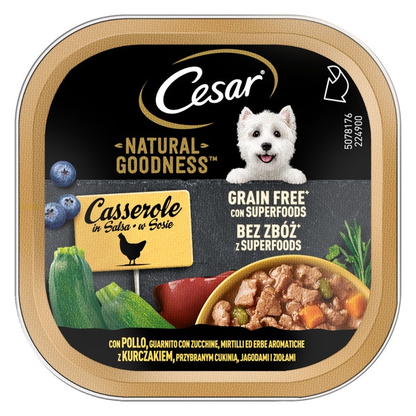 Cesar® Natural Goodness Casserole con Pollo, Zucchine, Mirtilli ed Erbe Aromatiche 100g image 1