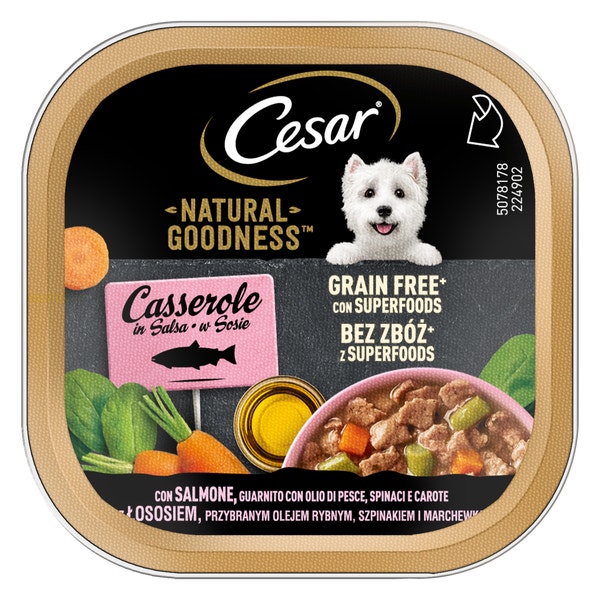 Cesar® Natural Goodness Casserole con Salmone, Olio di Pesce, Spinaci e Carote 100g image 1