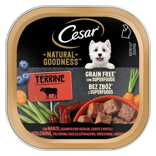 Cesar® Natural Goodness Terrine con Manzo, Fagiolini, Carote e Mirtilli 100g image 1